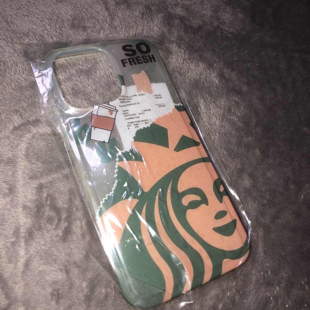 Starbucks green beige receipt print IPhone 14 Pro Max/15 Pro max case
